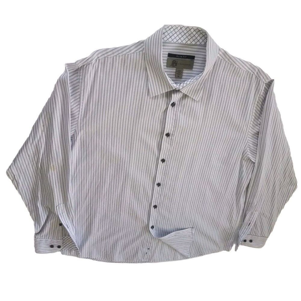JBH By Jhane Barnes Men's XL Slim Fit Long Sleeve Button Down Stripes Shirt